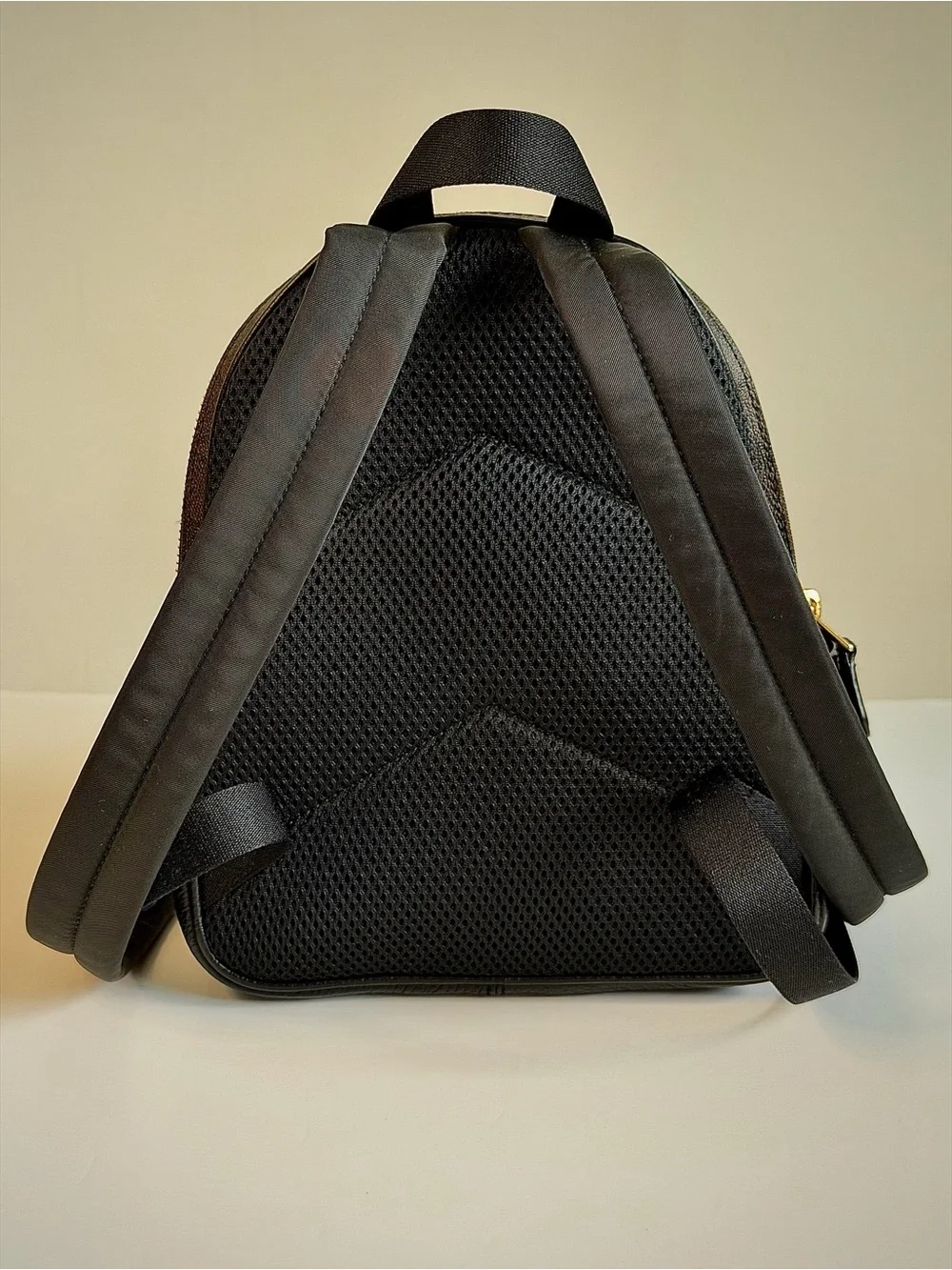 Coach Mini Backpack in Brown Signature Canvas and Black Leather